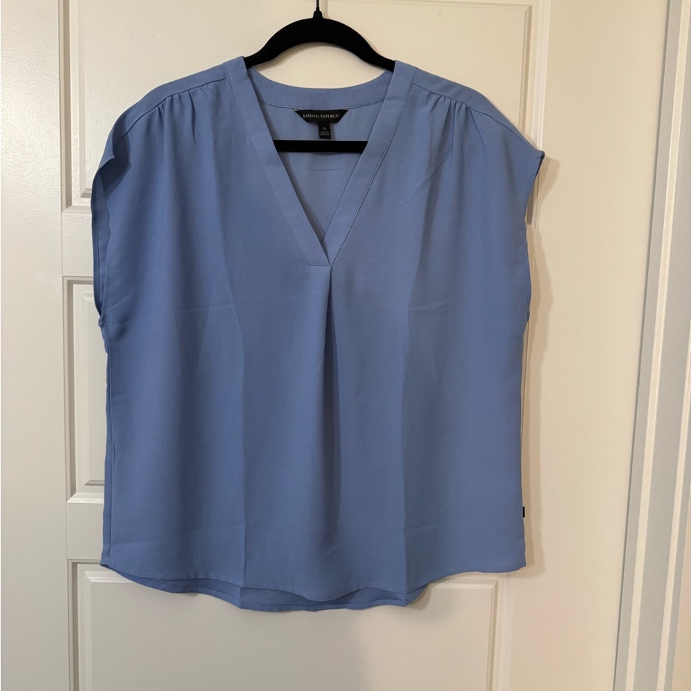 Banana Republic Light Blue V-Neck Blouse